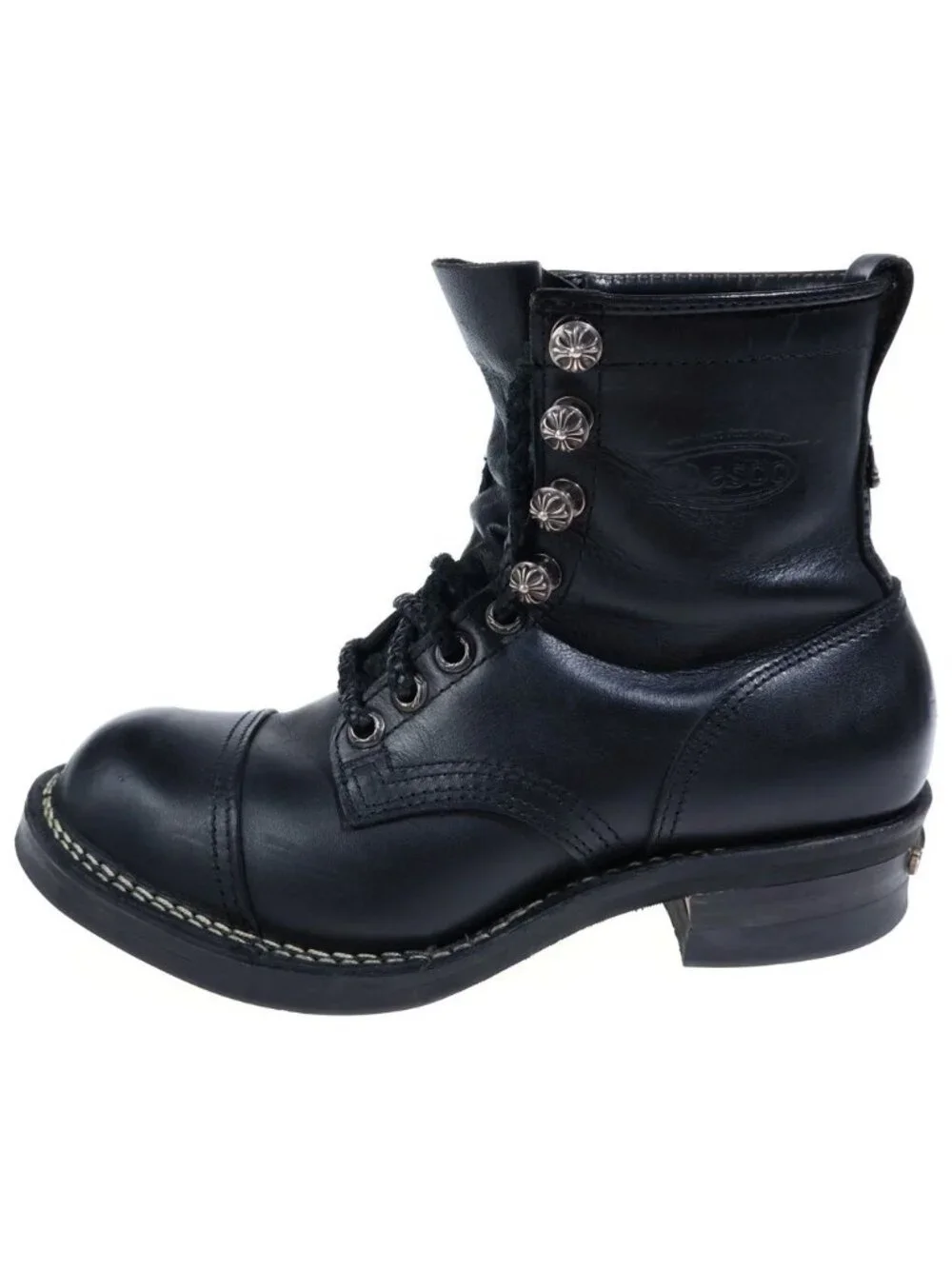 Chrome Hearts Wesco Jobmaster Leather Blade Lace-up Boots Black